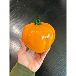 Gourd pumpkin Murano Style Vintage Glass Vegetable- orange- some wear scratches